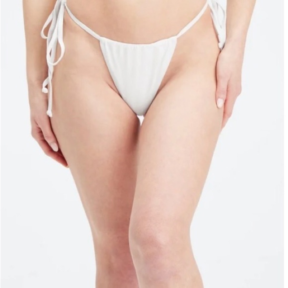 Fabletics High-Cut String Bikini Bottom Size XL Bright White Side Ties Sexy